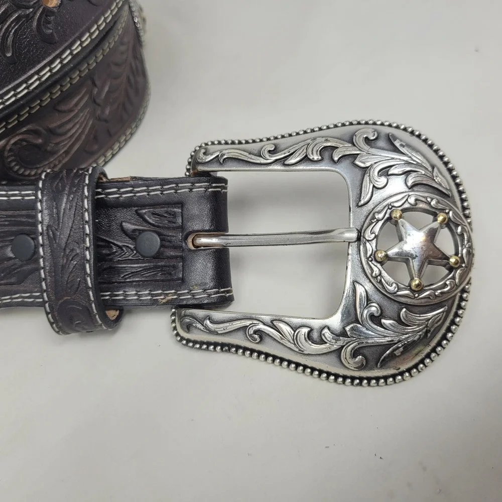 Justin Belt 44 5-Star Ranch Black Leather Floral Tooled C12423 Western Cowboy